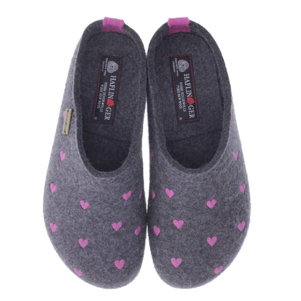 Haflinger Cuoricini clog back view open heel slip-on design