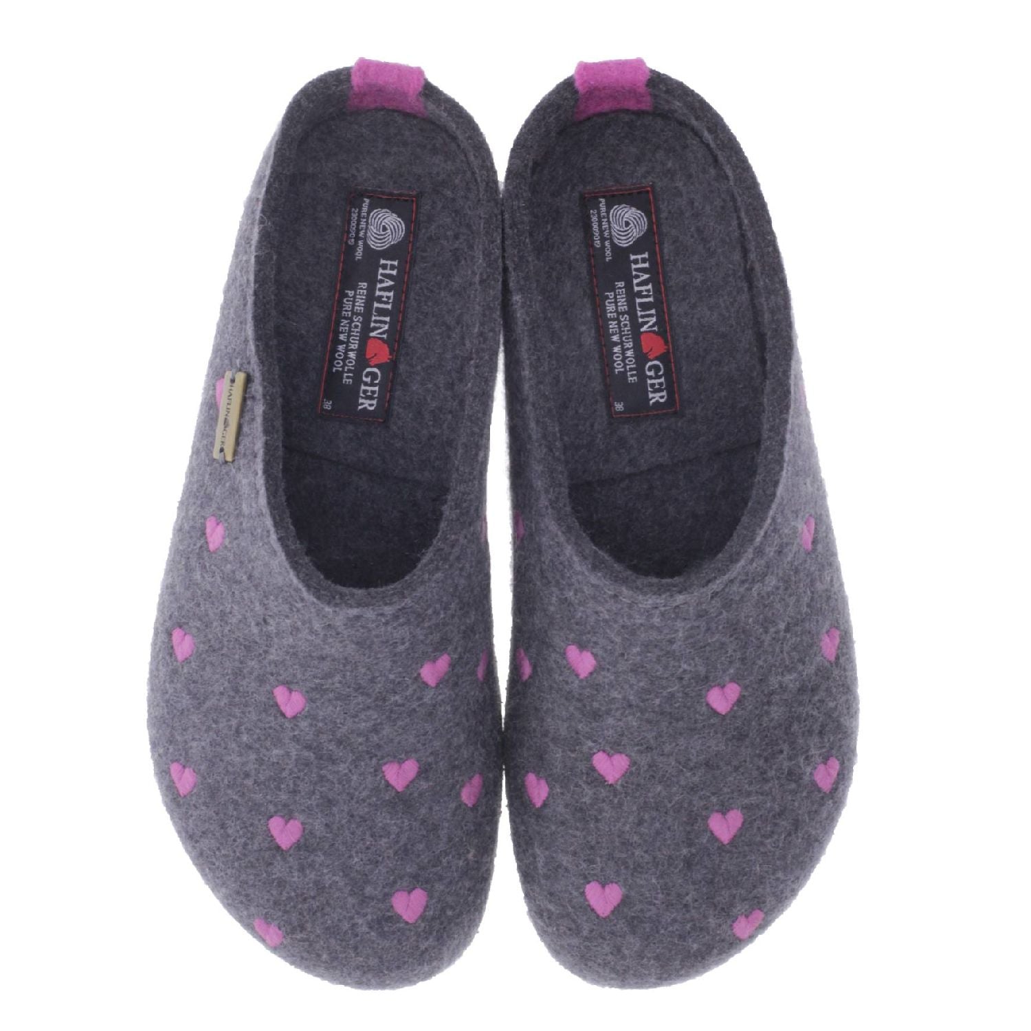 Haflinger Cuoricini Donna Sabot In Feltro Lana Cotta