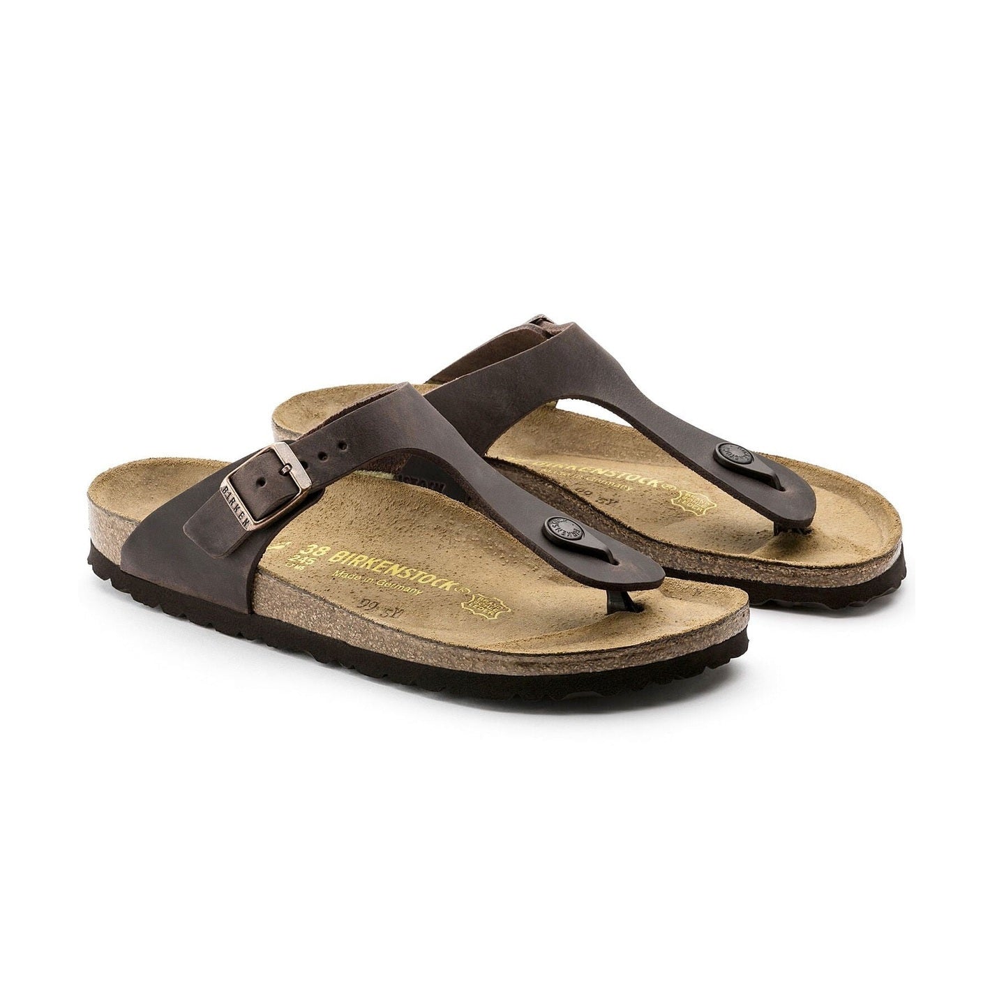 Birkenstock Gizeh unisex pelle oliata plantare anatomico in sughero vista dall'alto