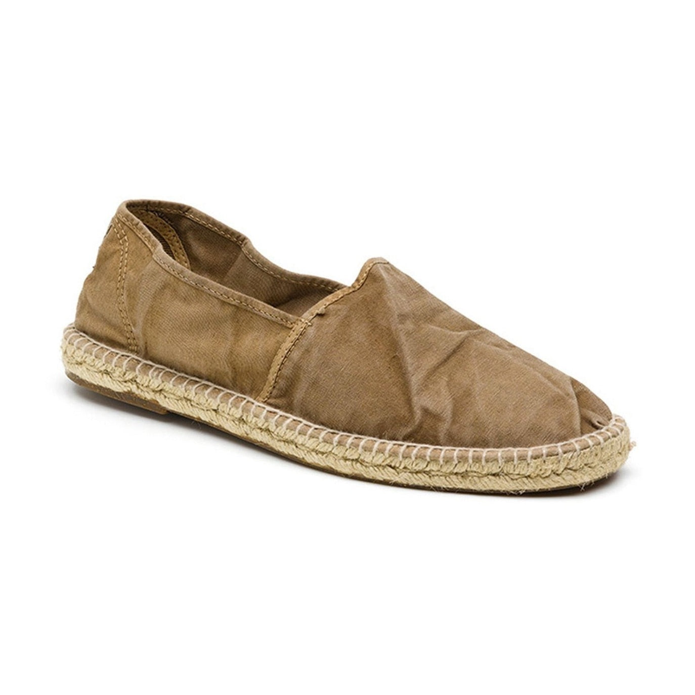 Espadrilla Natural World Old Trebol uomo in cotone organico finitura vintage Old con suola in iuta vista laterale