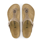 Birkenstock Gizeh unisex pelle oliata vista angolata dettaglio fibbia regolabile