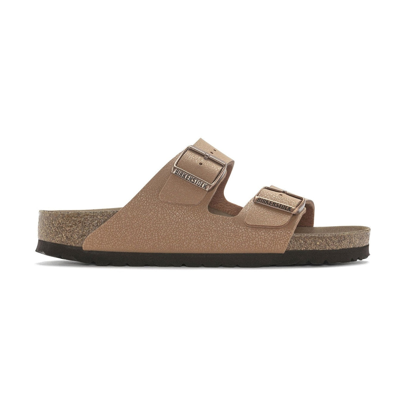 Sandalo Birkenstock Arizona Vegan donna in Birko-Flor Nubuck effetto scamosciato vista laterale