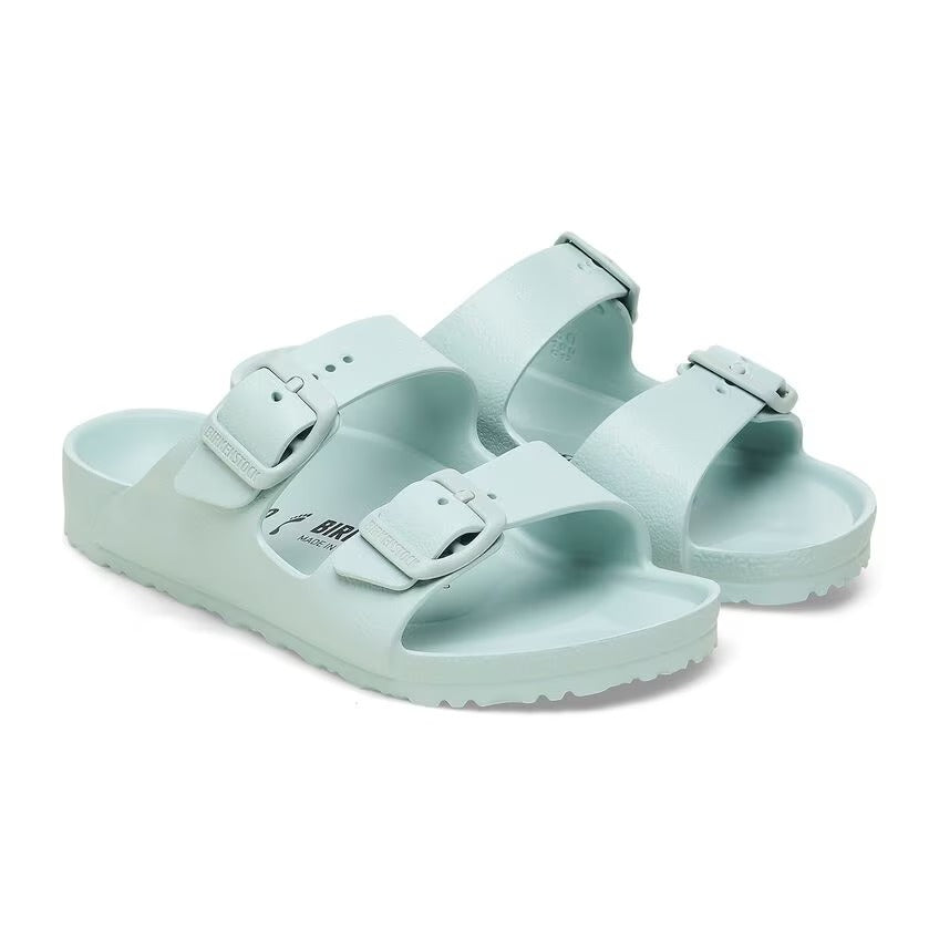 Birkenstock Arizona Kids EVA sandalo bambino verde acqua in vista angolata con doppia fascia