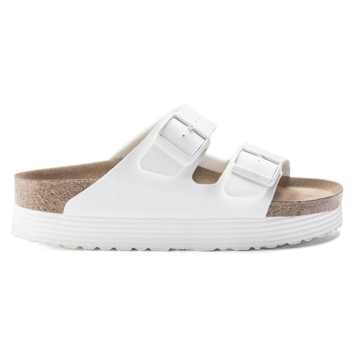 Birkenstock Arizona Papillio Flex Platform donna bianchi vista laterale