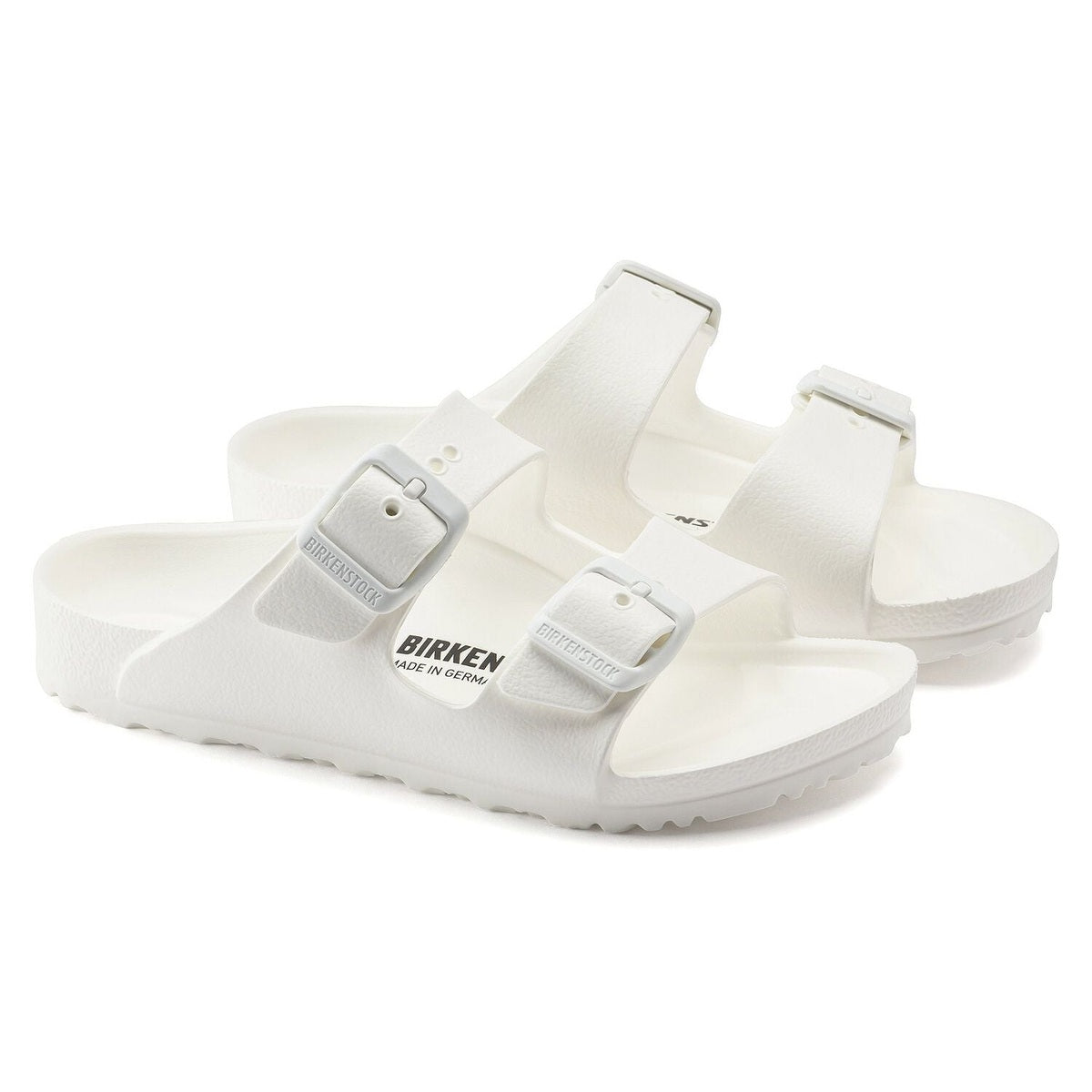 Birkenstock Arizona Kids EVA sandalo bambino bianco in vista angolata con doppia fascia