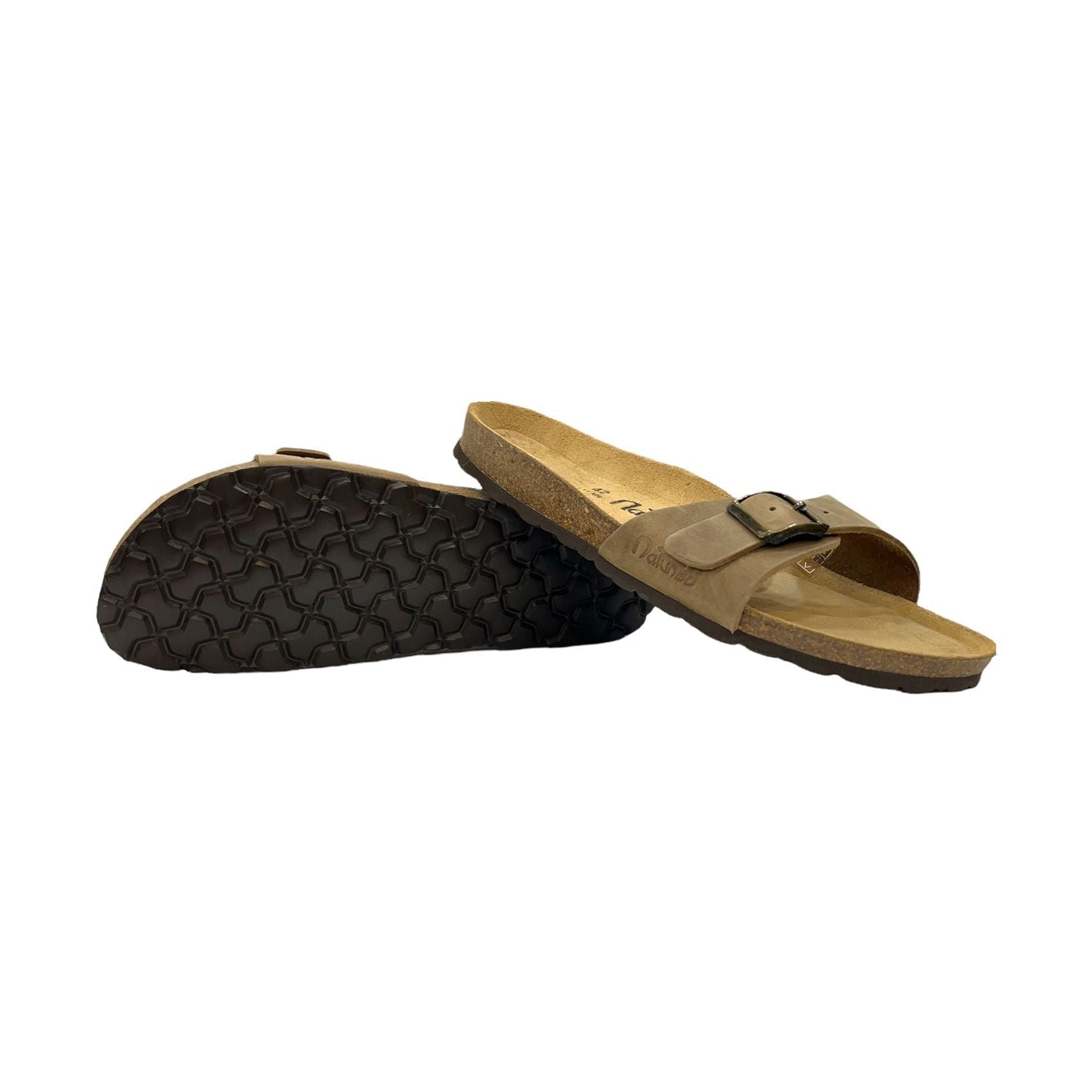 CH17-CUOIO Sandalo a fascia larga da donna e da uomo NATUNED con fibbia regolabile plantare in lattice anatomico comfort