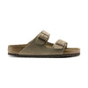 Sandalo Birkenstock Arizona unisex in pelle scamosciata vellutata con plantare morbido vista laterale