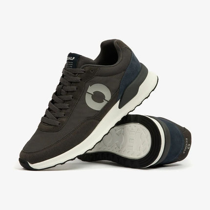 Conde Sneaker Uomo grey blue ripresa frontale con tomaia riciclata in evidenza