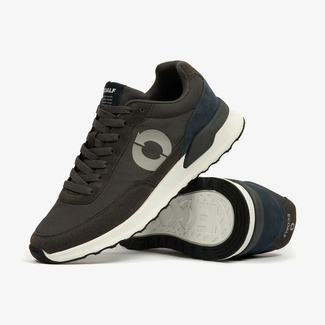 Conde Sneaker Uomo grey blue ripresa frontale con tomaia riciclata in evidenza