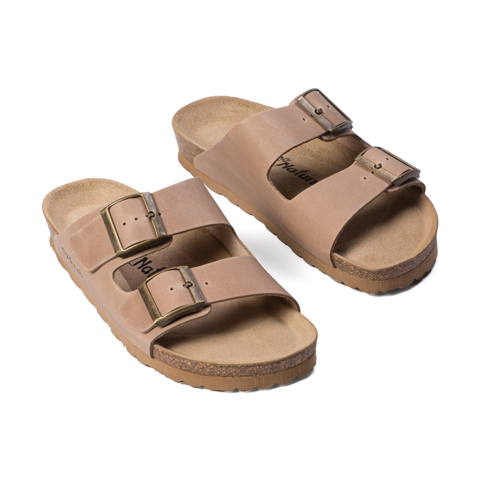CH05 CUOIO - Sandalo a due fasce in pelle con cinturino regolabile da donna e da uomo NATUNED