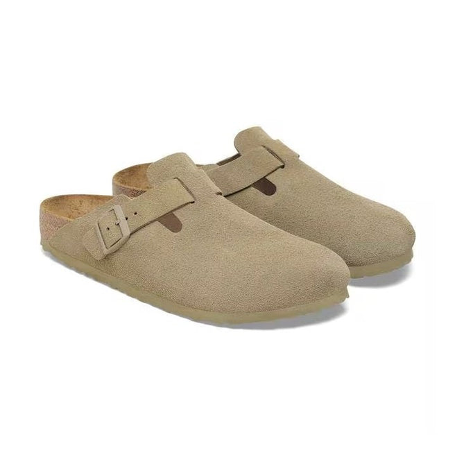 Design chiuso frontale con tomaia scamosciata traspirante Birkenstock Boston