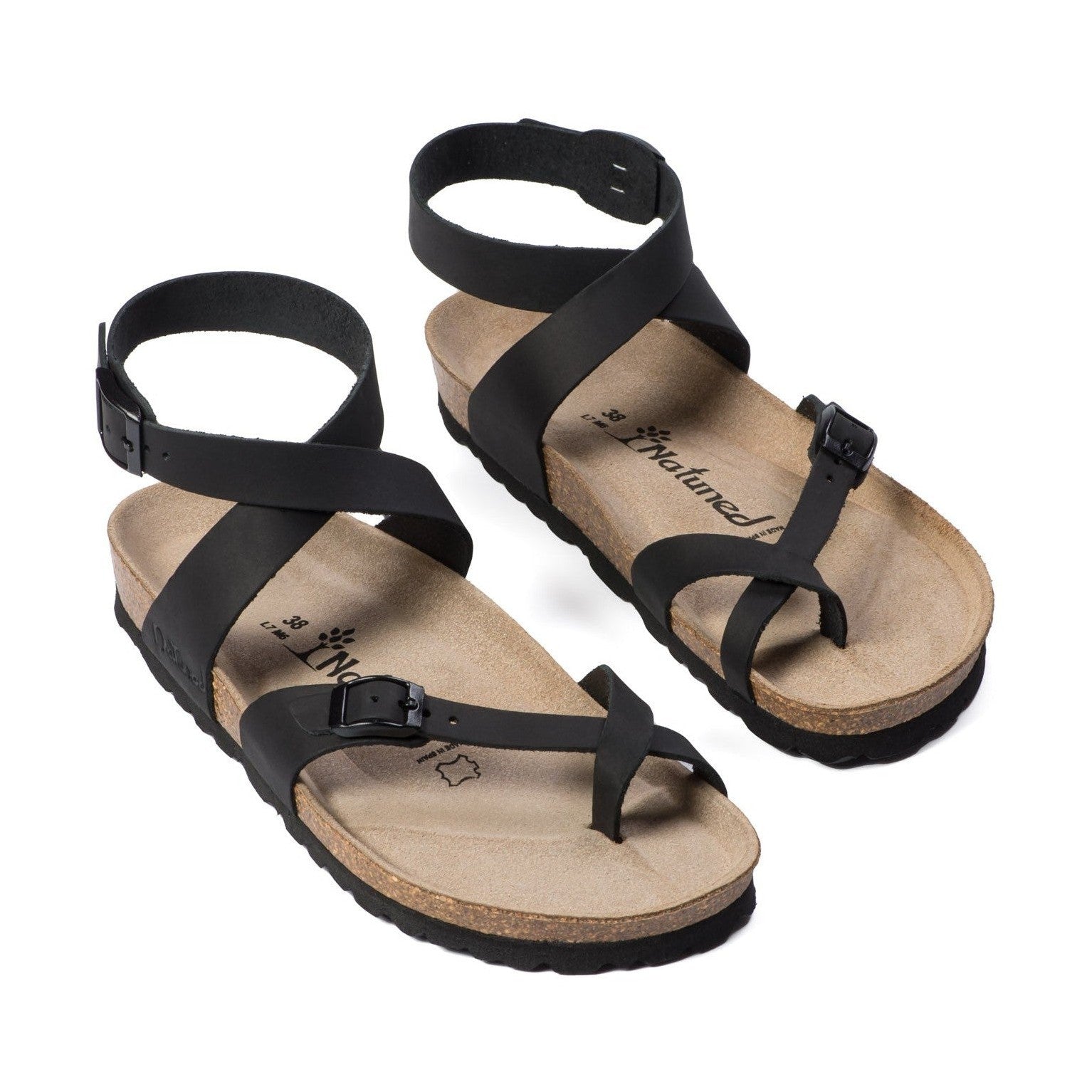 CH06 Sandalo infradito con fascia incrociata allacciata alla caviglia da donna NATUNED