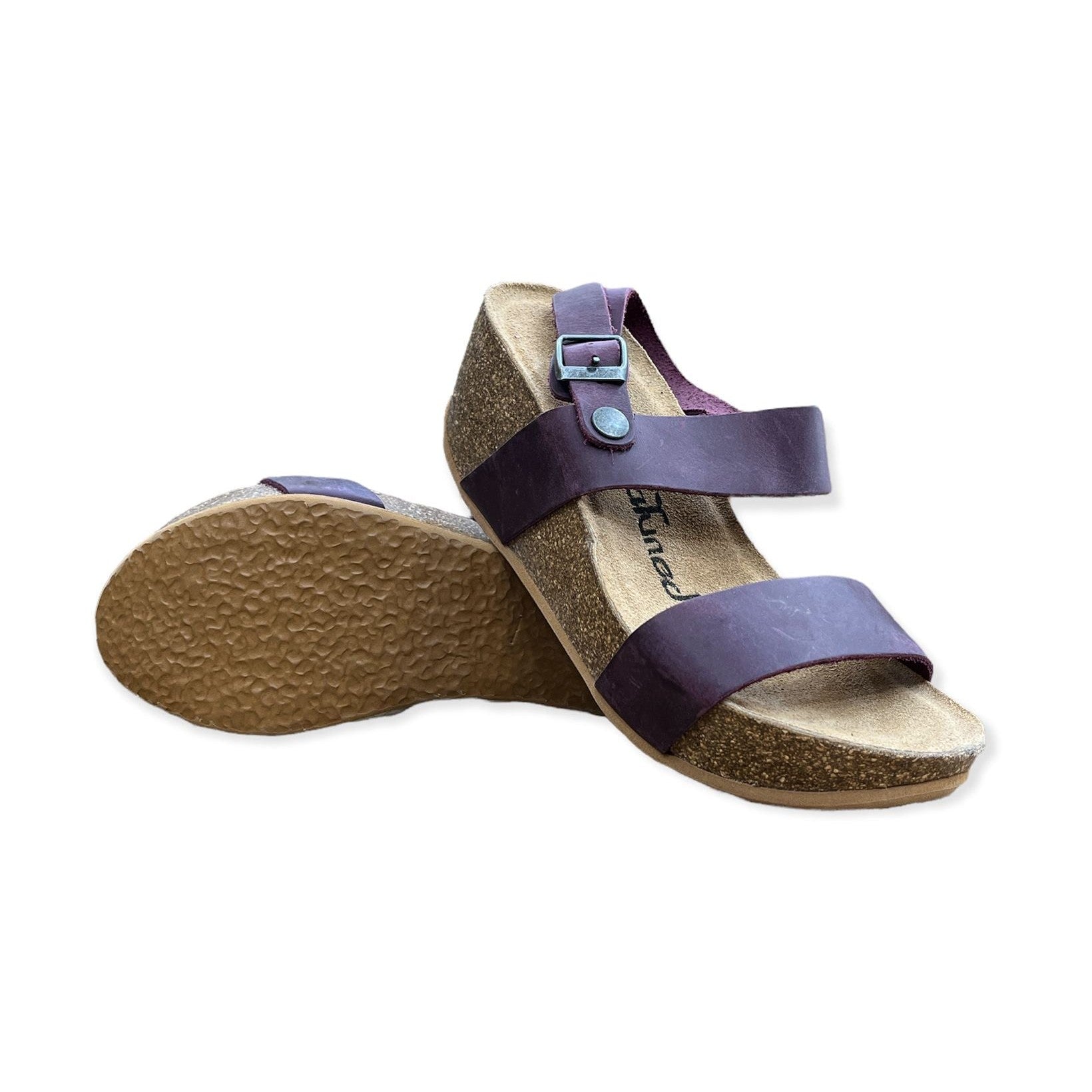 CH22 - Sandalo a fasce con cinturini regolabili e zeppa da donna NATUNED plantare in lattice anatomico comfort