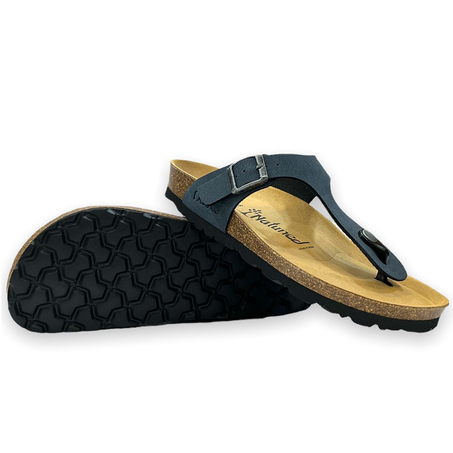 CH08 MICROFASER - Sandalo infradito con cinturino regolabile da donna e da uomo NATUNED plantare in lattice anatomico comfort