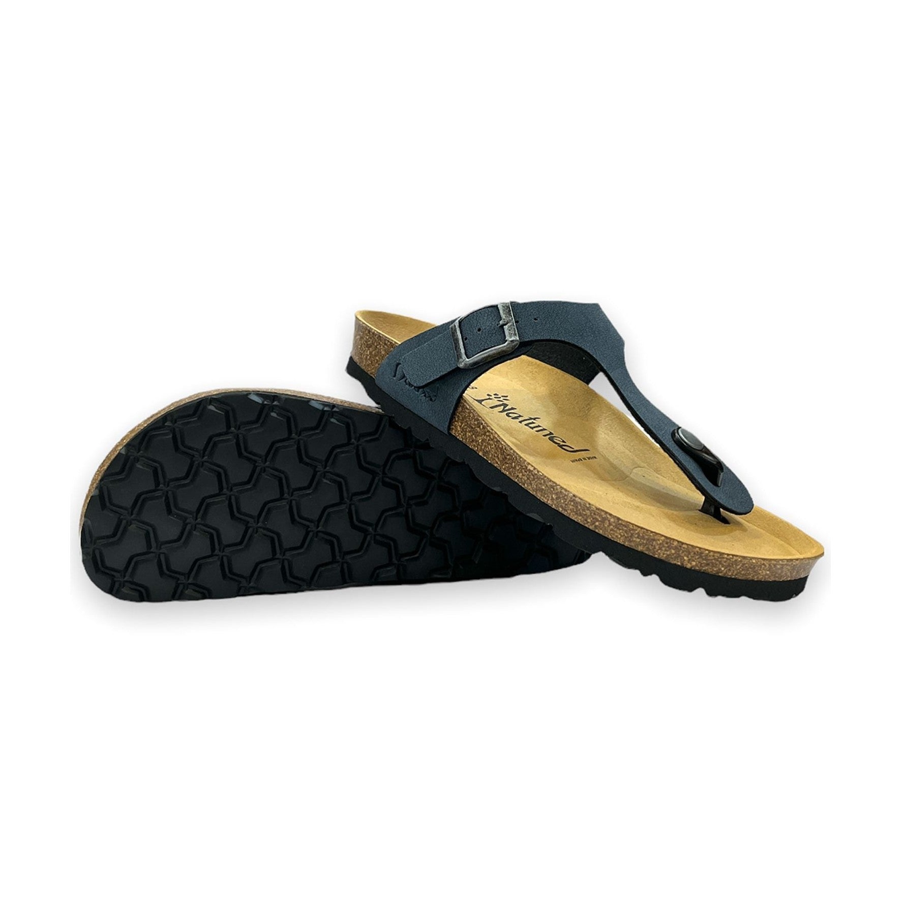 CH08 MICROFASER - Sandalo infradito con cinturino regolabile da donna e da uomo NATUNED plantare in lattice anatomico comfort