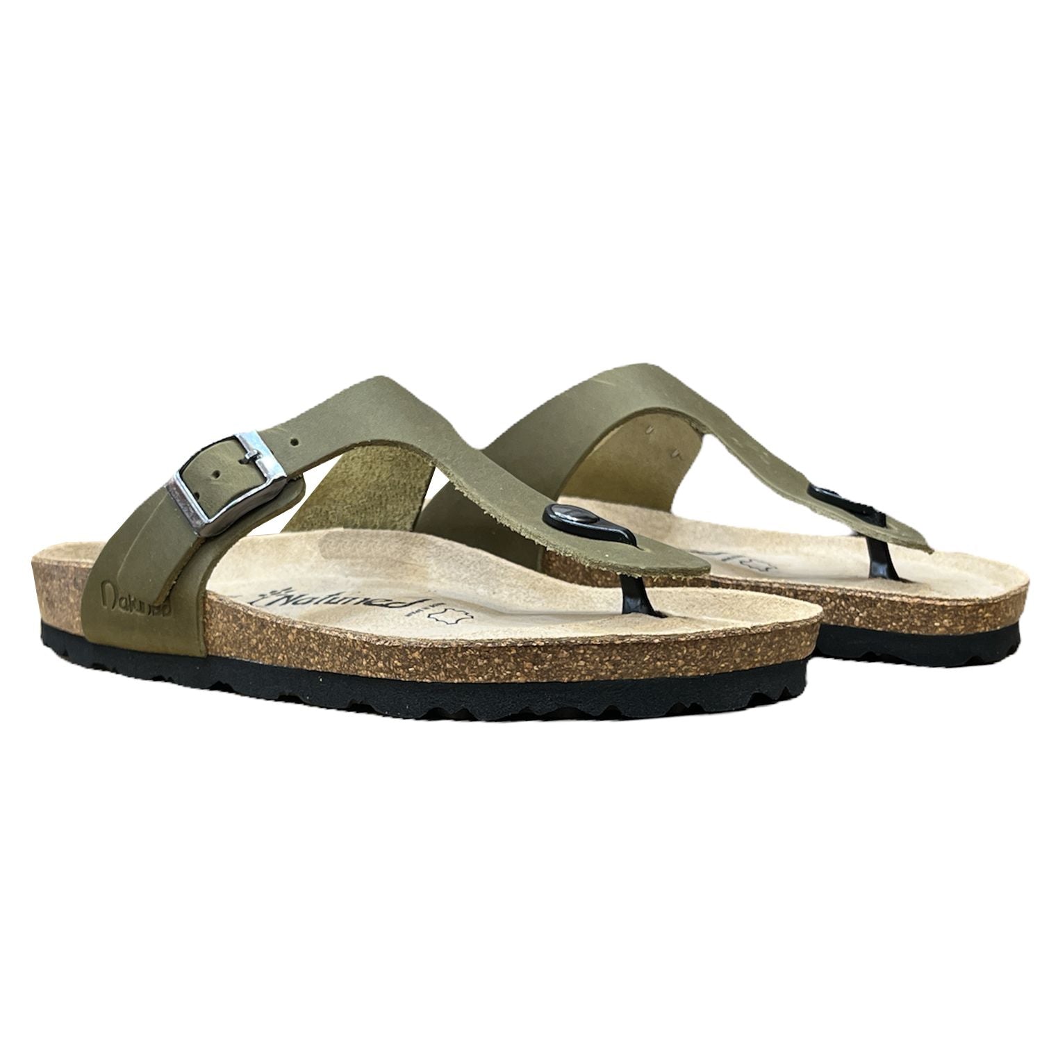 CH08 CUOIO Sandalo infradito con cinturino regolabile da donna e da uomo NATUNED plantare in lattice anatomico comfort