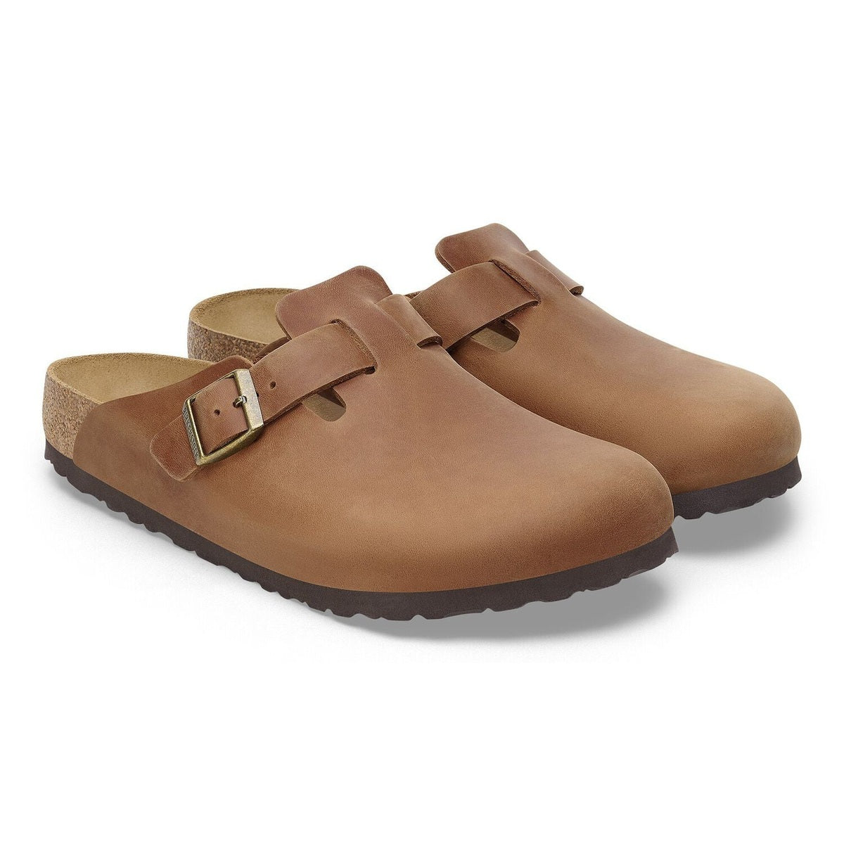 Birkenstock Boston unisex pelle oliata cognac vista angolata