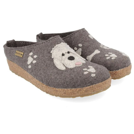 Haflinger Doodle wool felt clogs with cork latex footbed