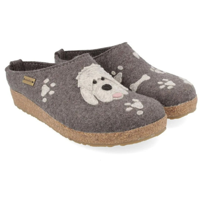 Haflinger Doodle wool felt clogs with cork latex footbed