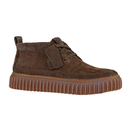 Clarks Torhill Lace Hi uomo sneakers in nabuk marrone vista laterale con suola scanalata
