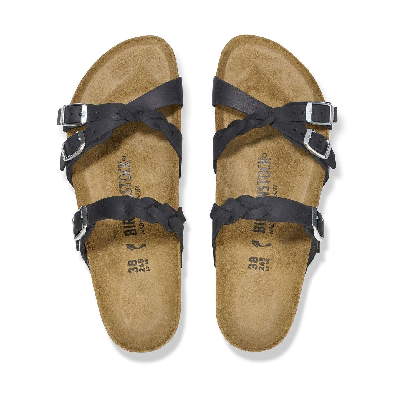 Tre fibbie in metallo regolabili individualmente Birkenstock Franca Braided donna