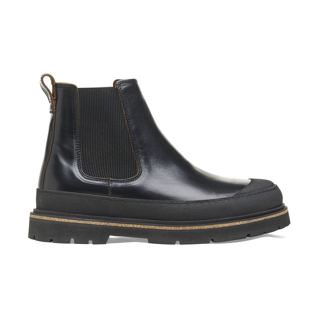 Stivaletto Birkenstock Prescott Slip On uomo in pelle naturale goffrata con parafango vista laterale