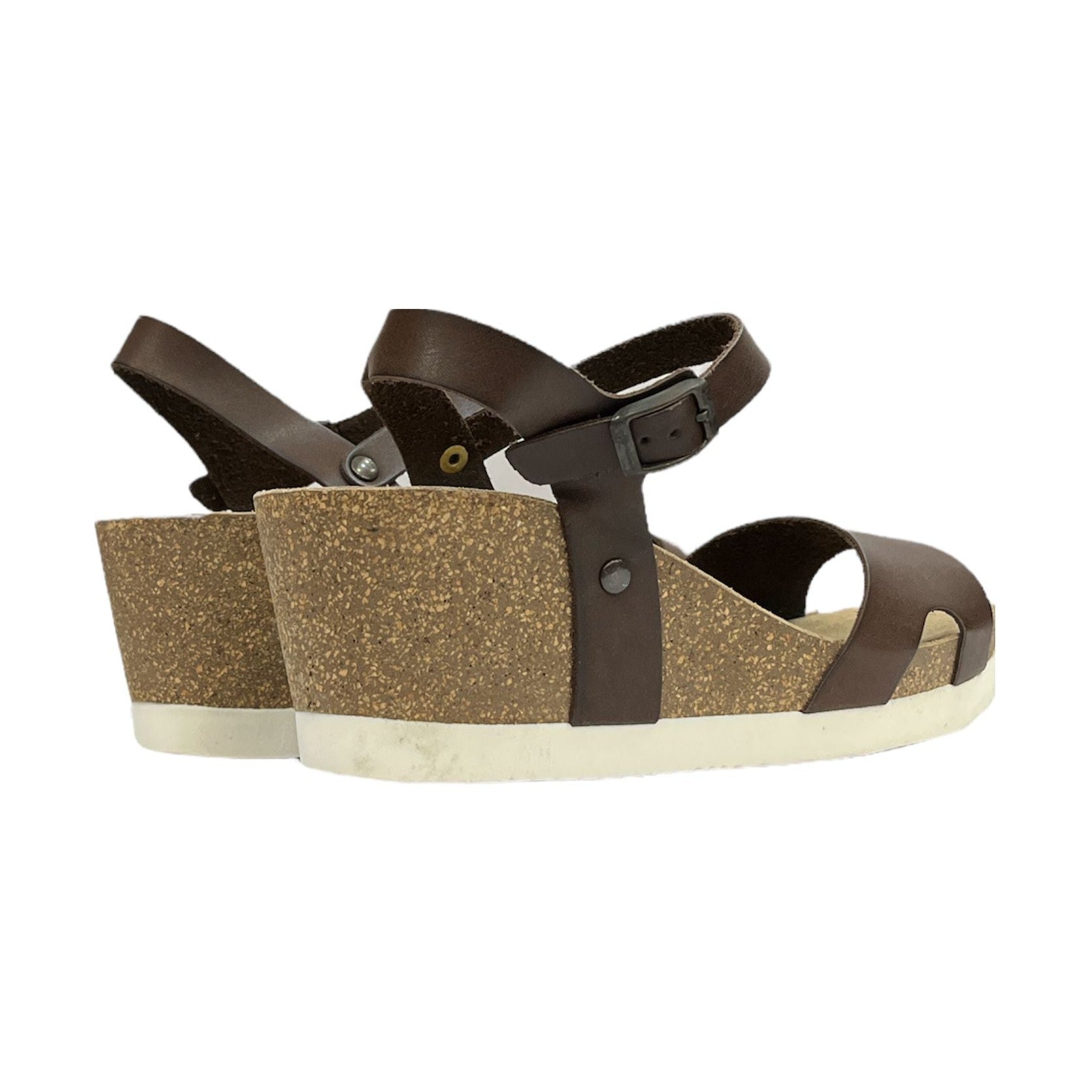 CH09 Sandalo a fascia larga con cinturino regolabile e zeppa da donna NATUNED plantare in lattice anatomico comfort