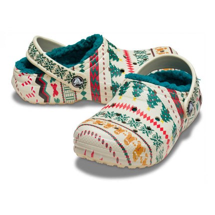 Sabot Crocs Classic Lined Fair Isle con motivo tradizionale natalizio e fodera calda