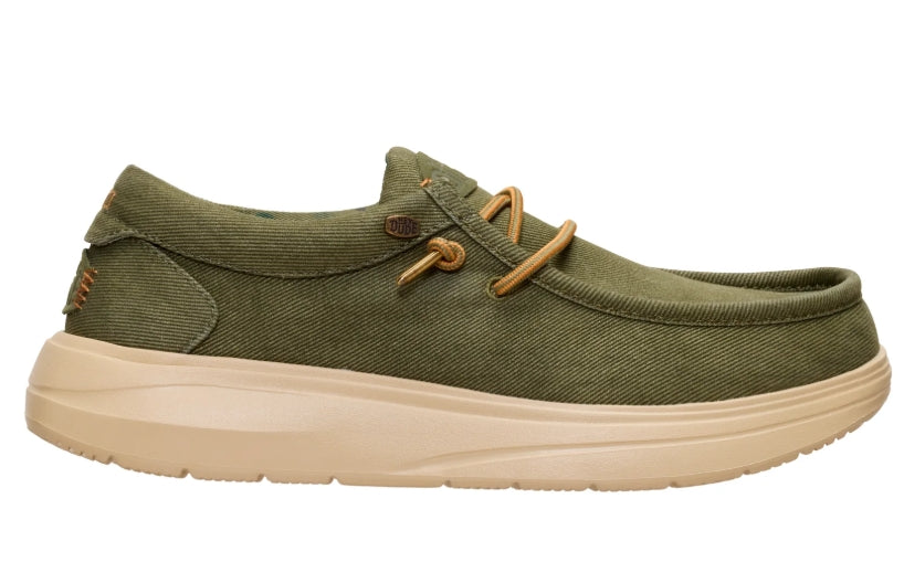 HeyDude Wally Comf Worn Twill mocassino uomo in tessuto — vista posteriore