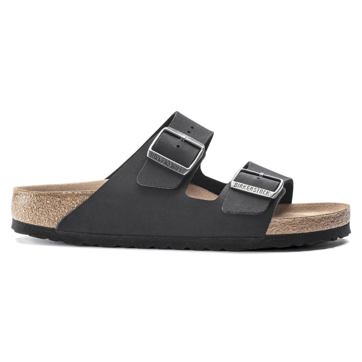 Sandalo Birkenstock Arizona Vegan unisex in Birko-Flor finitura Nubuck 100% vegan vista laterale