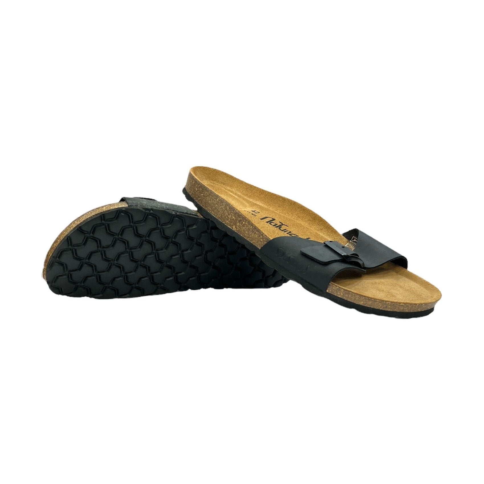 CH17-CUOIO Sandalo a fascia larga da donna e da uomo NATUNED con fibbia regolabile plantare in lattice anatomico comfort