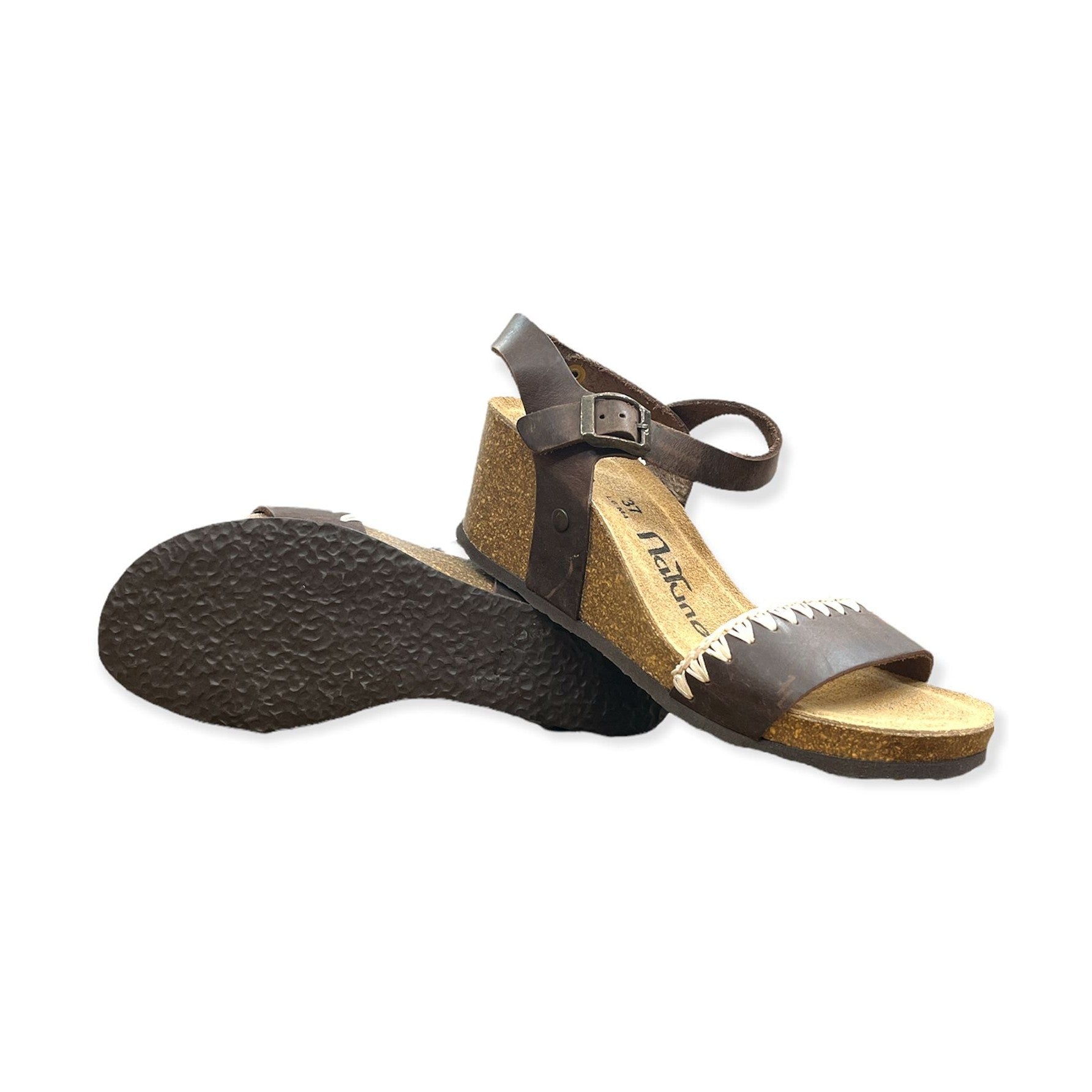 CH19 - Sandalo a fascia larga con cinturino regolabile e zeppa da donna plantare in lattice anatomico comfort