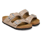 Fibbie in metallo regolabili e materiale sintetico vellutato Birkenstock Arizona Rivet Border Kids