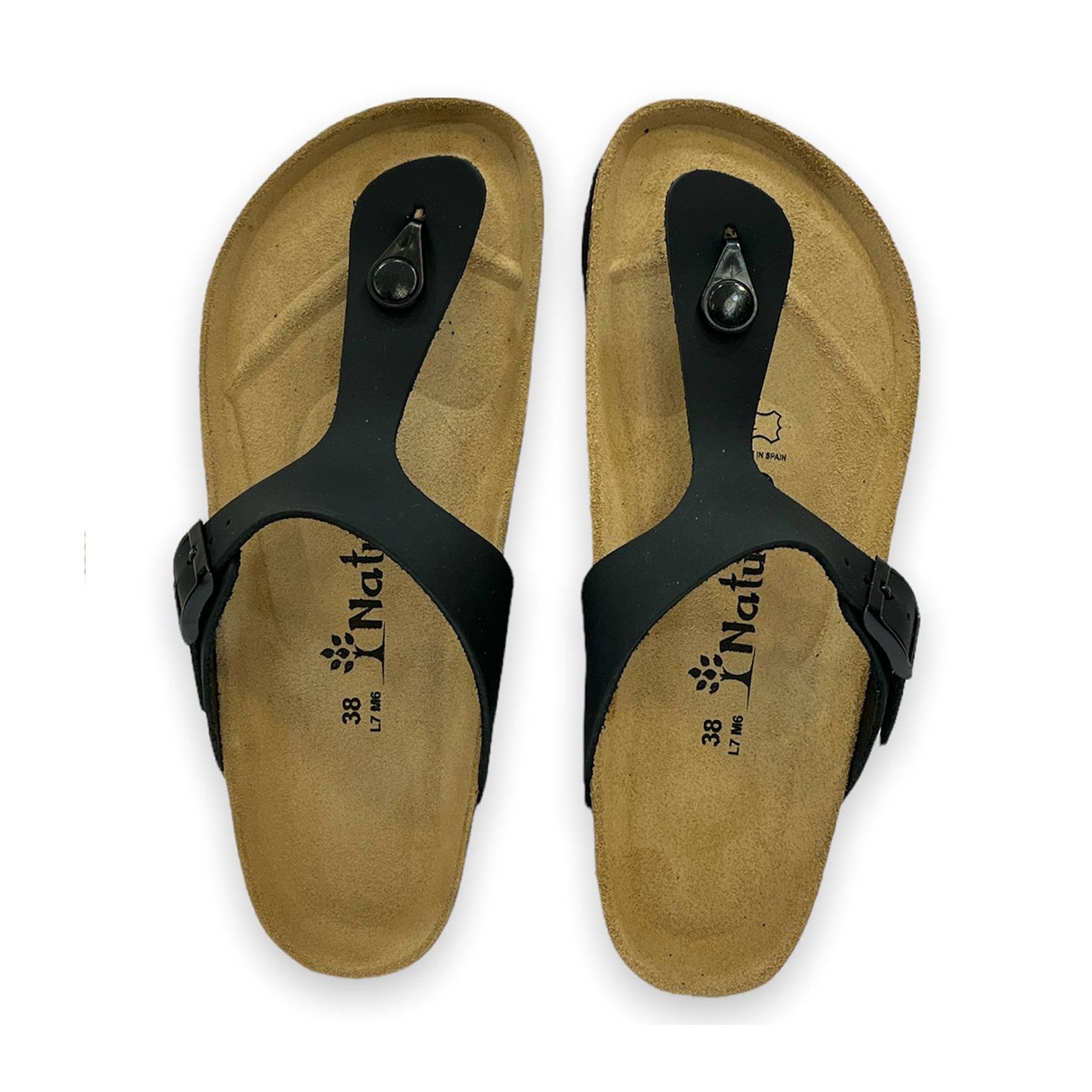 CH08 CUOIO Sandalo infradito con cinturino regolabile da donna e da uomo NATUNED plantare in lattice anatomico comfort