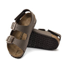 Dettaglio tre fibbie metalliche regolabili sandalo Birkenstock Milano Kids