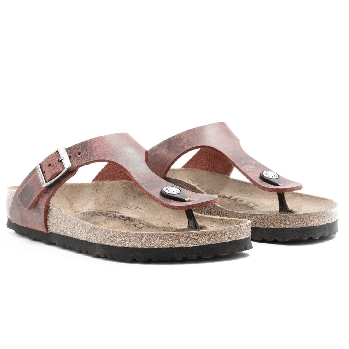 Pelle Nubuck morbida e vellutata con fibbia metallica regolabile Birkenstock Gizeh donna
