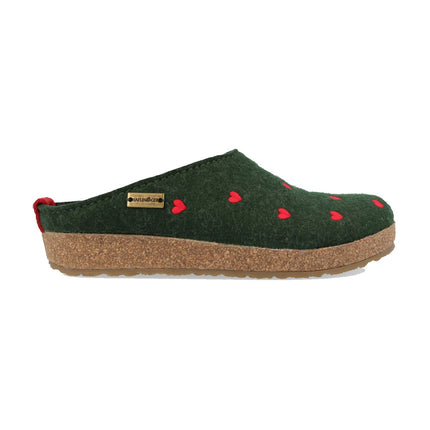 Haflinger Cuoricini clog angled lifestyle shot with casual outfit