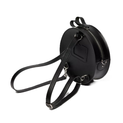 Vintage-style circular backpack made of smooth brown leather – Round Backpack WDN