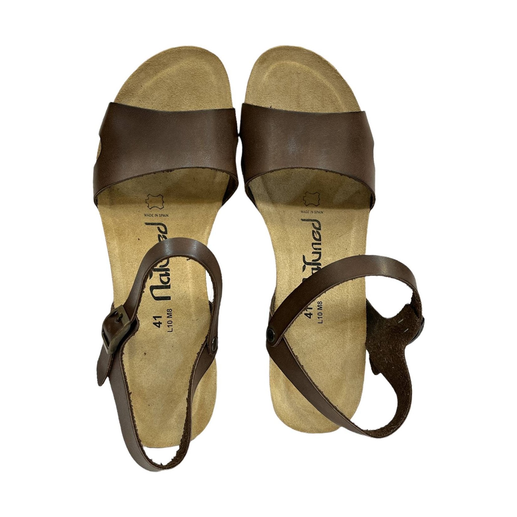 CH09 Sandalo a fascia larga con cinturino regolabile e zeppa da donna NATUNED plantare in lattice anatomico comfort