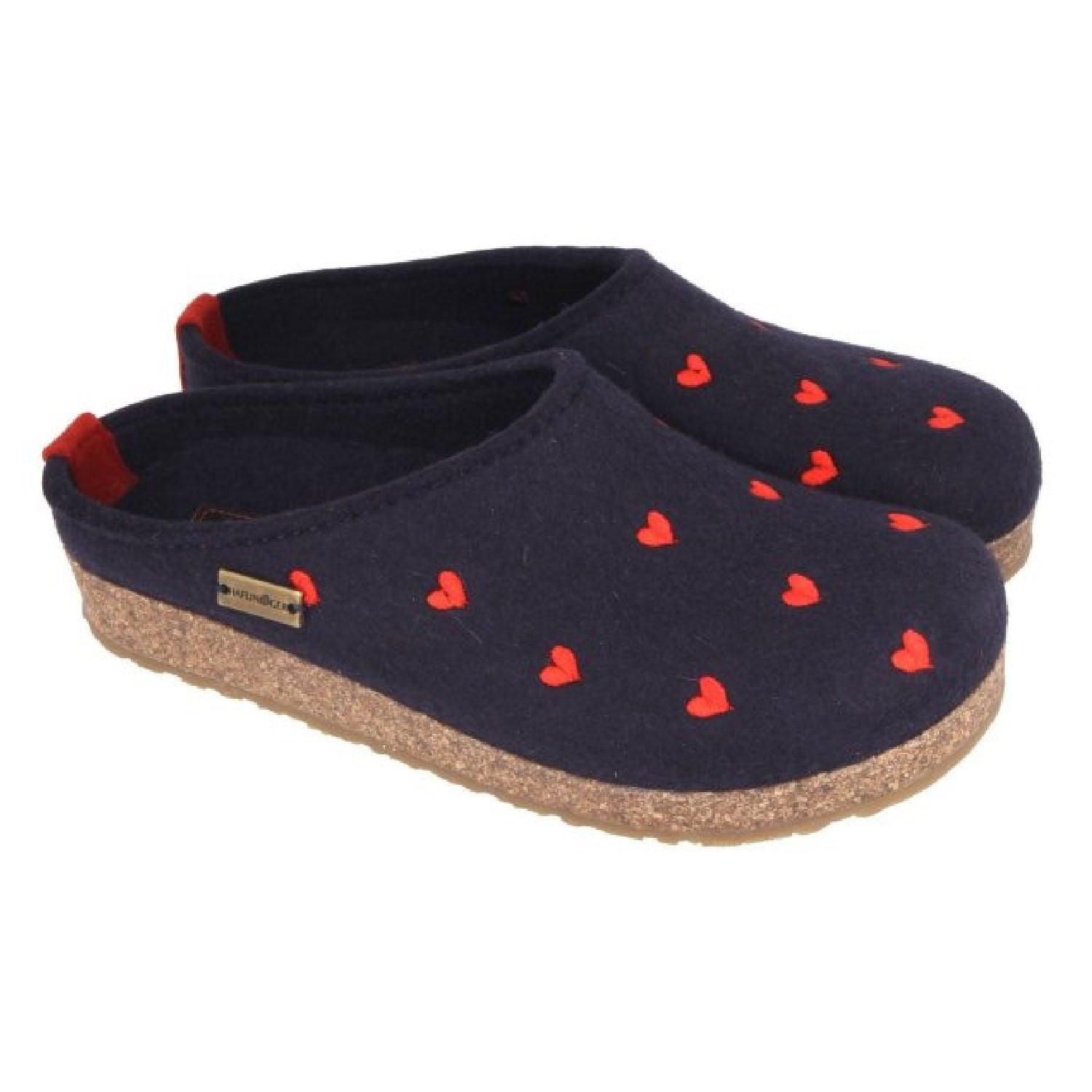 Haflinger Cuoricini Donna Sabot In Feltro Lana Cotta
