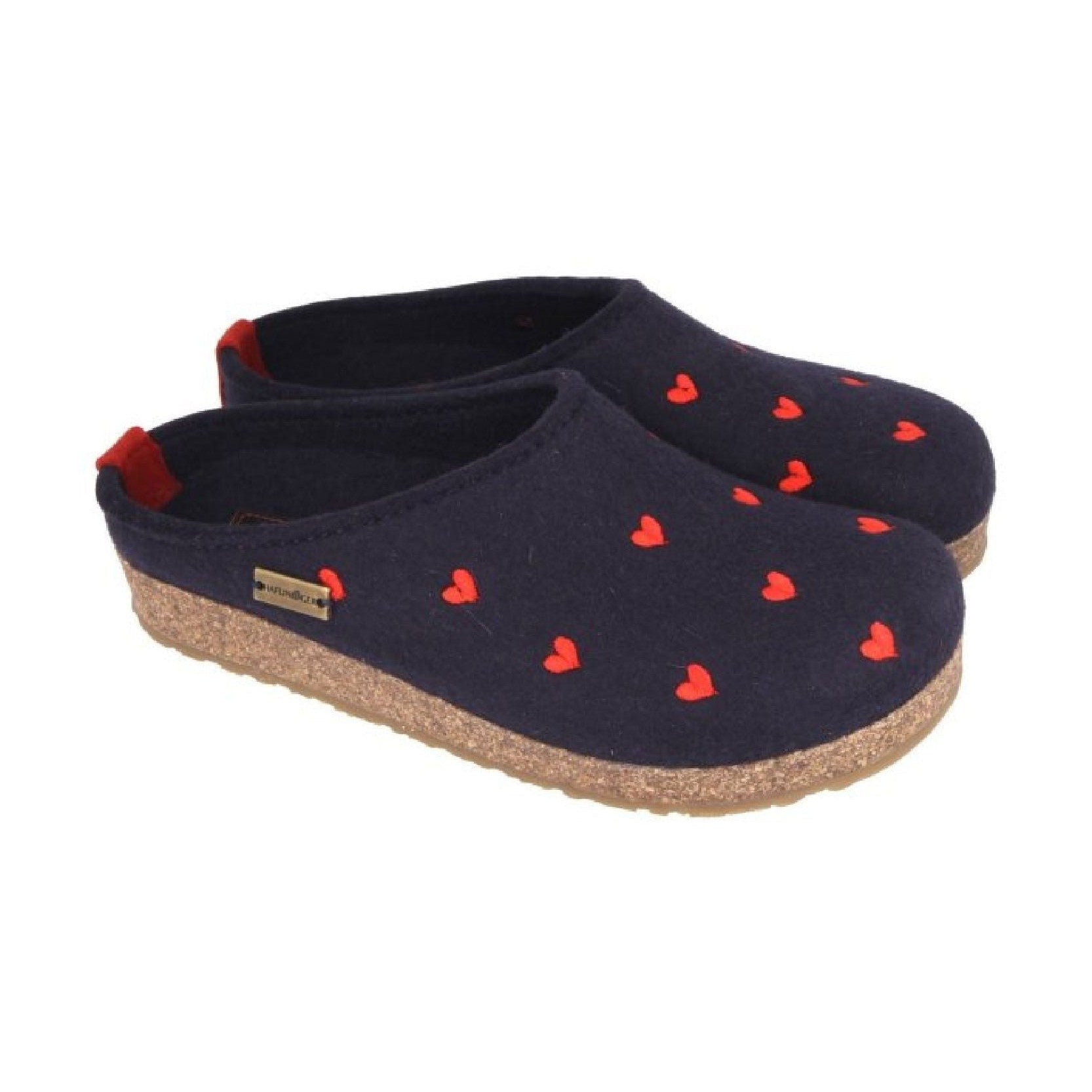 Haflinger Cuoricini Donna Sabot In Feltro Lana Cotta