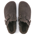 Birkenstock Boston Shearling sabot unisex marrone scuro vista dall’alto