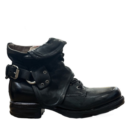 A.S.98 717204 stivaletto donna in pelle artigianale con finitura vintage e tacco stabile