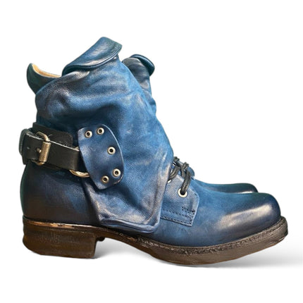 A.S.98 717204 stivaletto donna in pelle artigianale con finitura vintage marcata