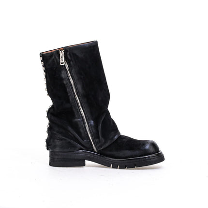 A.S.98 Anais stivaletti donna pelle vintage nera con lacci e fibbia laterale