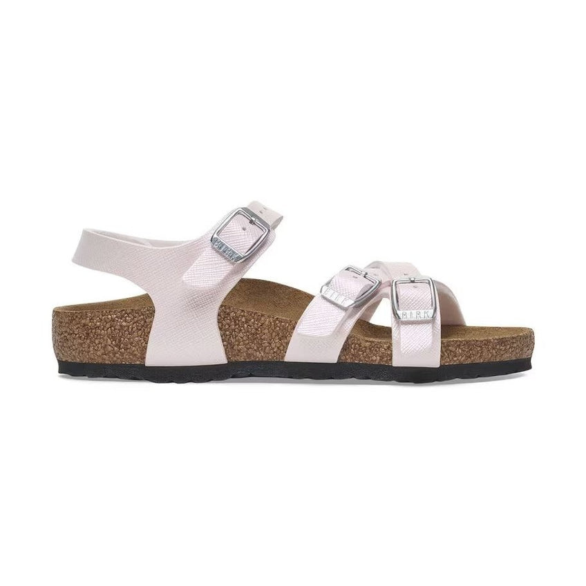 Sandalo Birkenstock Kumba Kids bambino in Birko-Flor con cinturini incrociati e cinturino caviglia vista laterale