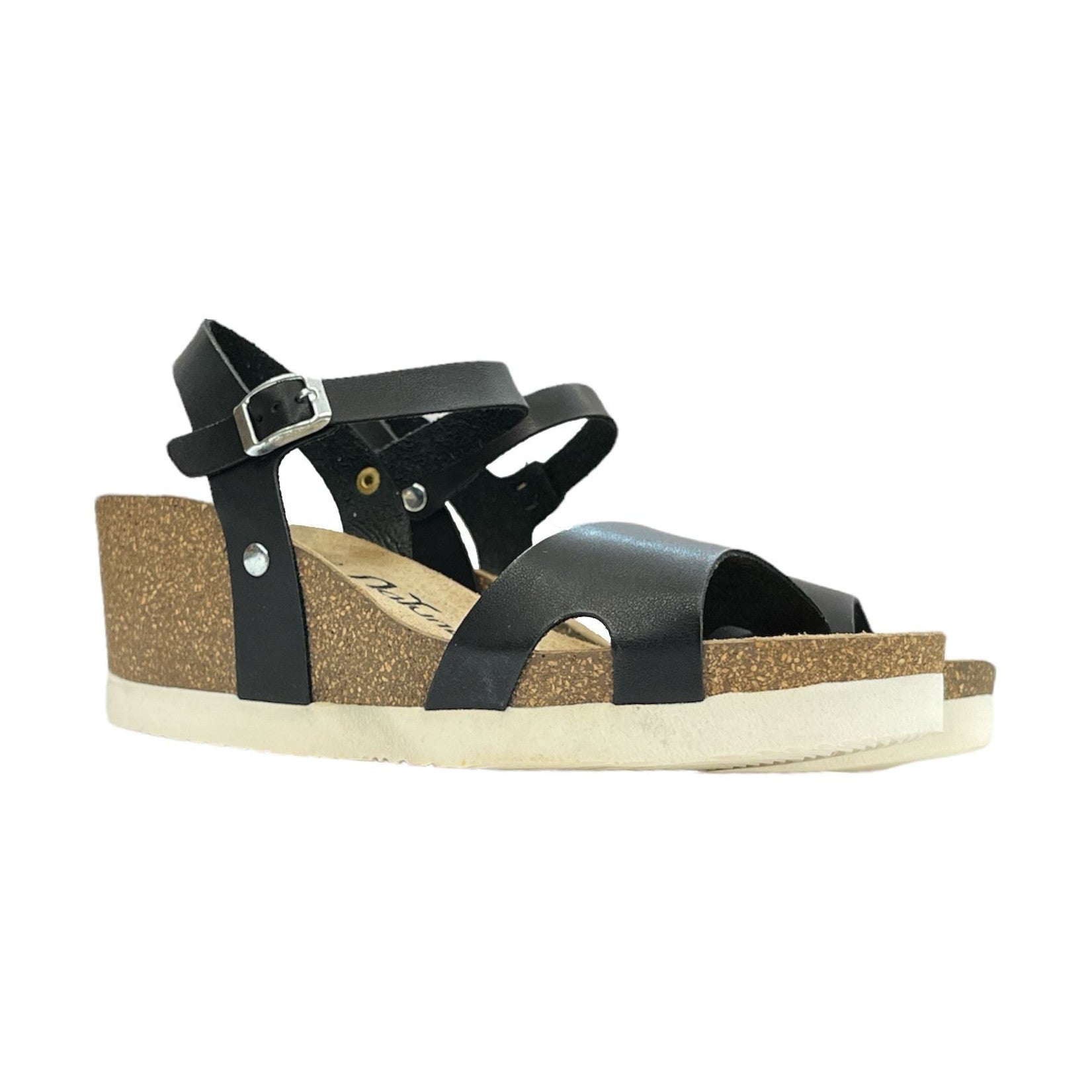 CH09 Sandalo a fascia larga con cinturino regolabile e zeppa da donna NATUNED plantare in lattice anatomico comfort