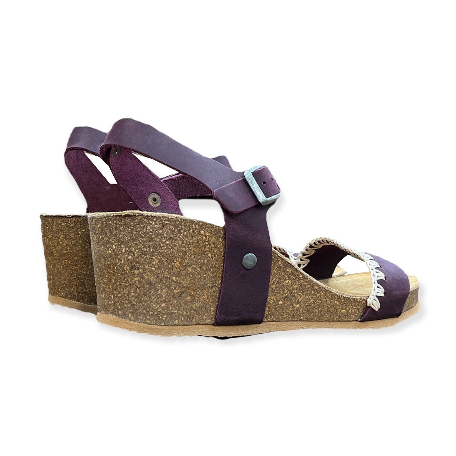 CH19 - Sandalo a fascia larga con cinturino regolabile e zeppa da donna plantare in lattice anatomico comfort