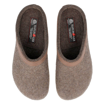 Natural wool felt Haflinger clogs with durable outsole