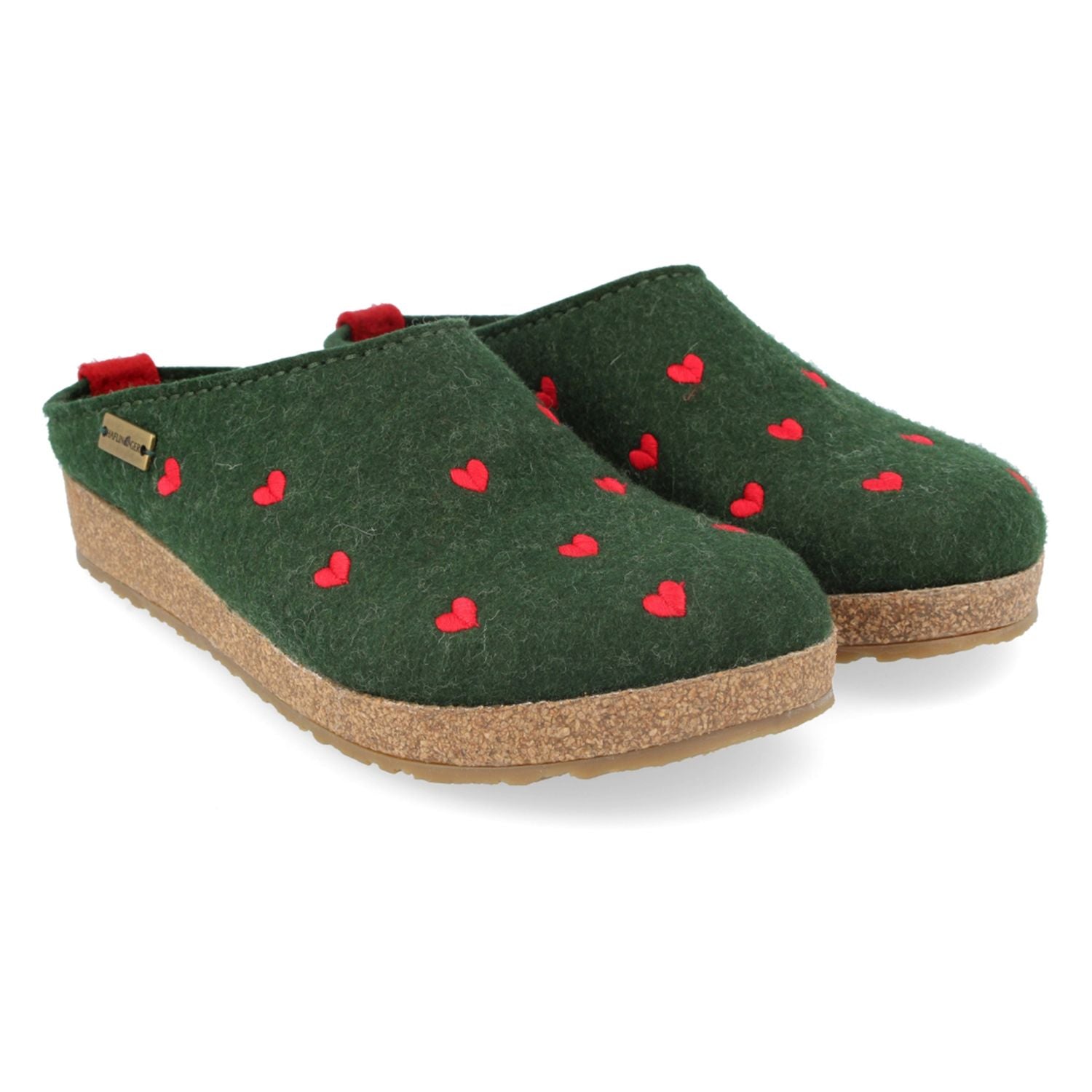 Haflinger Cuoricini Donna Sabot In Feltro Lana Cotta